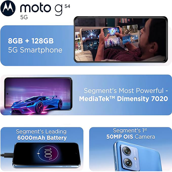 Buy Motorola G54 5G 8 GB RAM 128 GB Pearl Blue Mobile Phone - Vasanth and Co